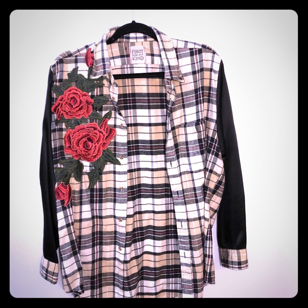 LF EUC vintage FURST OF A KIND rose appliqué